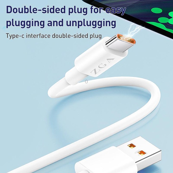 ZGA CB05 5A USB to Type-C Fully Compatible Fast Charging Data Cable, Length: 1m(White)