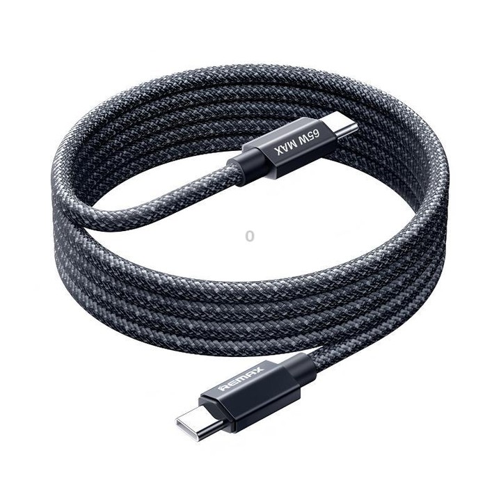 REMAX CB01 PD65W Type-C to Type-C Aluminum Alloy Braided Fast Charging Data Cable with LED Light, Length: 1.2m(Black)