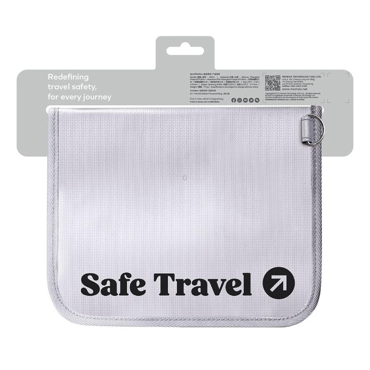 MOMAX SR53E 1-World Airliner Fireproof Storage Bag, Size: 218x235mm(Grey)