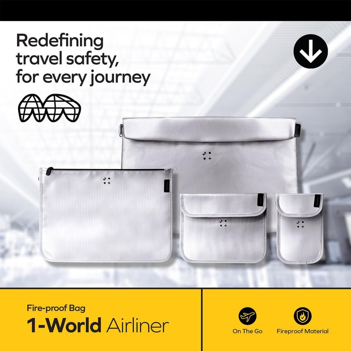 MOMAX SR55E 1-World Airliner Fireproof Storage Bag, Size: 265x373mm(Grey)