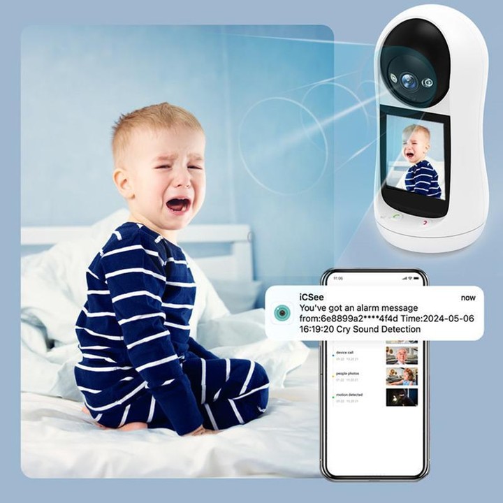 V5 2MP Home HD Full Color Two-Way Video Call Camera Support One-Click Call, EU Plug(White)