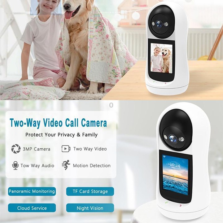 V5 3MP Home HD Full Color Two-Way Video Call Camera Support One-Click Call, US Plug(White)
