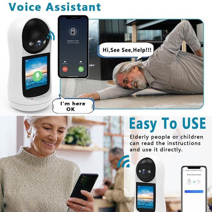 V5 3MP Home HD Full Color Two-Way Video Call Camera Support One-Click Call, US Plug(White)
