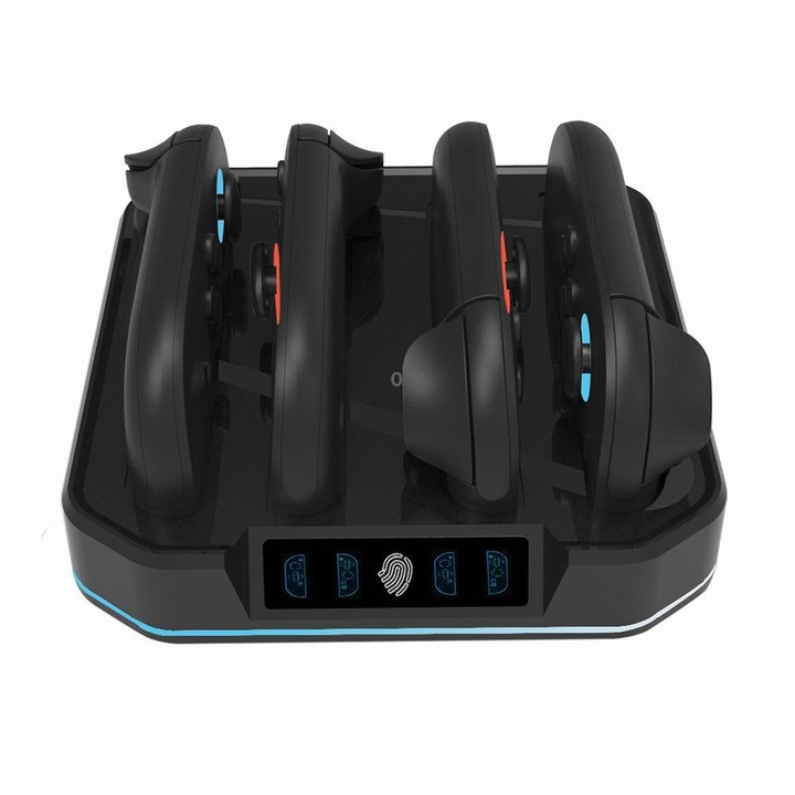 For Nintendo Switch 2 KJH NS2-026 4 in 1 Game Controller Charging Stand with RGB Light(Black)