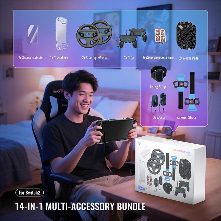 For Nintendo Switch 2 JYS NS2317 14-in-1 Sports Gaming Motion Sensor Controller Set