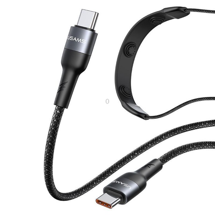 USAMS SJ759 U89 100W Fast Data Charging Cable with Massager, Length: 1.4m(Black)