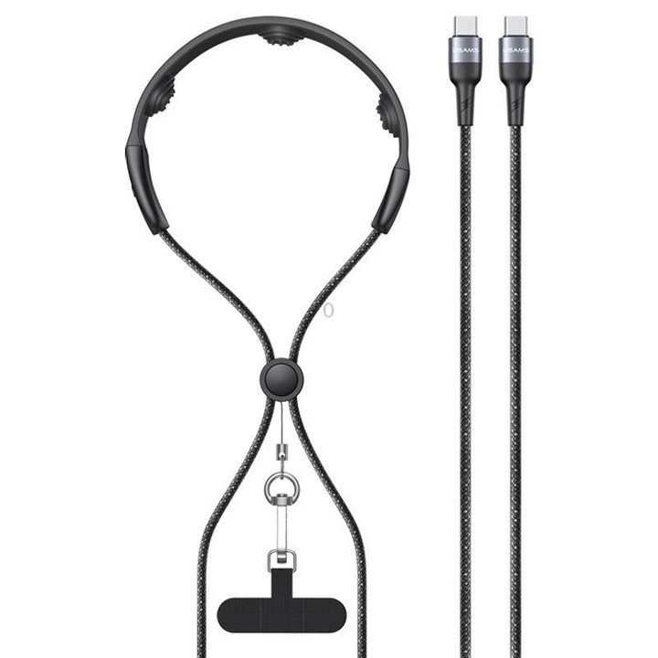 USAMS SJ759 U89 100W Fast Data Charging Cable with Massager, Length: 1.4m(Black)