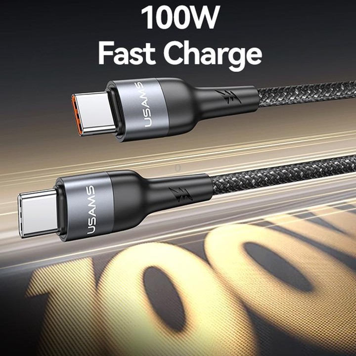 USAMS SJ759 U89 100W Fast Data Charging Cable with Massager, Length: 1.4m(Black)
