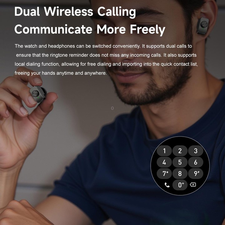 F38 Dual-ear Bluetooth Earphone Smart Watch IP67 Supports Heart Rate Monitoring, Watchband:Steel(Black)