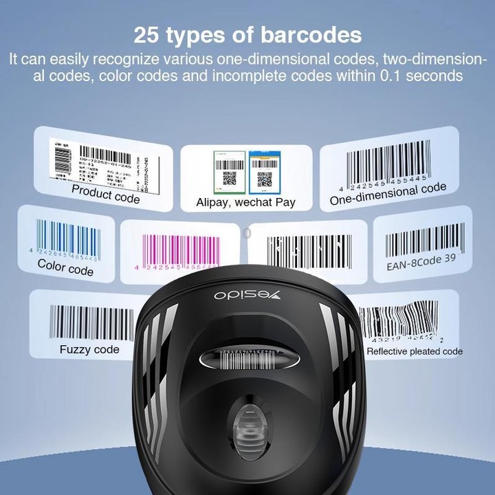 Yesido EC21 1D / 2D Wired Barcode Scanner(Black)