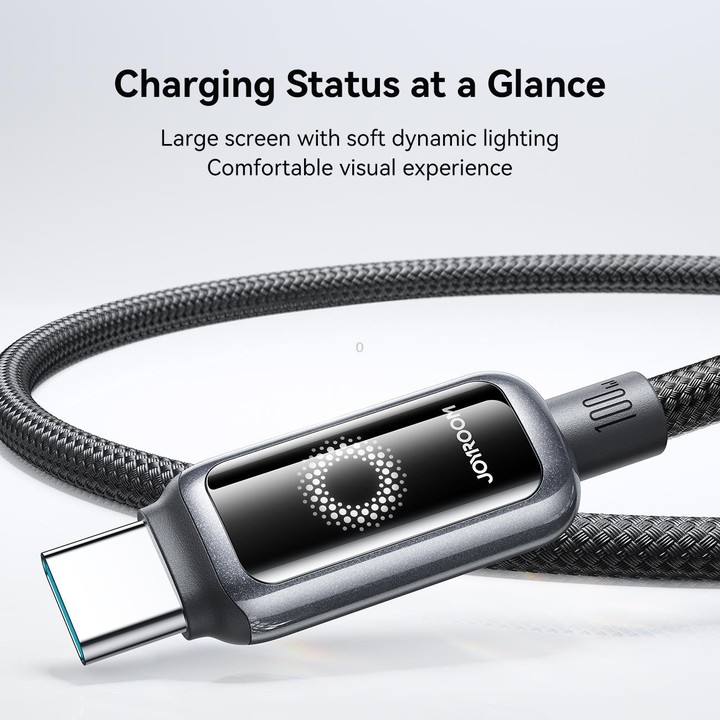 JOYROOM S-A55 StarFlight Series 100W Type-C to Type-C Auto Power-Off Fast Charging Data Cable, Length:1.2m(Black)