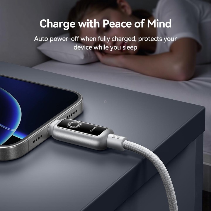 JOYROOM S-A55 StarFlight Series 100W Type-C to Type-C Auto Power-Off Fast Charging Data Cable, Length:1.2m(White)