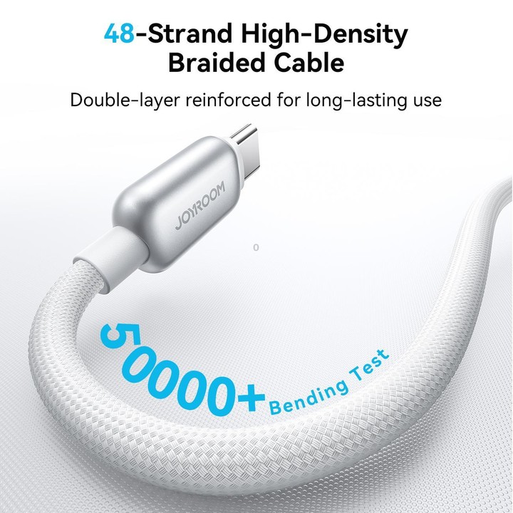 JOYROOM S-A55 StarFlight Series 100W Type-C to Type-C Auto Power-Off Fast Charging Data Cable, Length:1.2m(White)