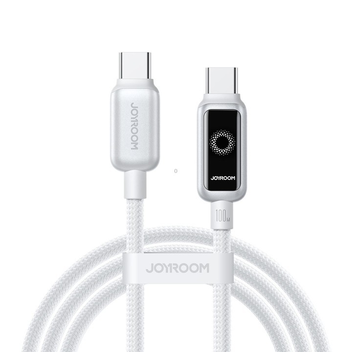 JOYROOM S-A55 StarFlight Series 100W Type-C to Type-C Auto Power-Off Fast Charging Data Cable, Length:1.2m(White)