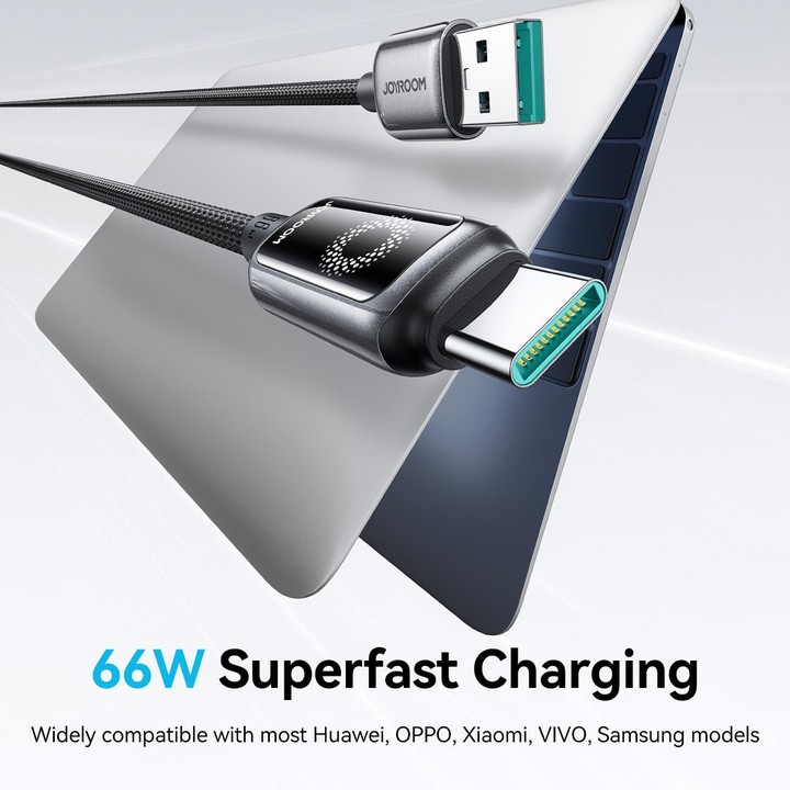 JOYROOM S-A55 StarFlight Series 66W USB to Type-C Auto Power-Off Fast Charging Data Cable, Length:1.2m(Black)