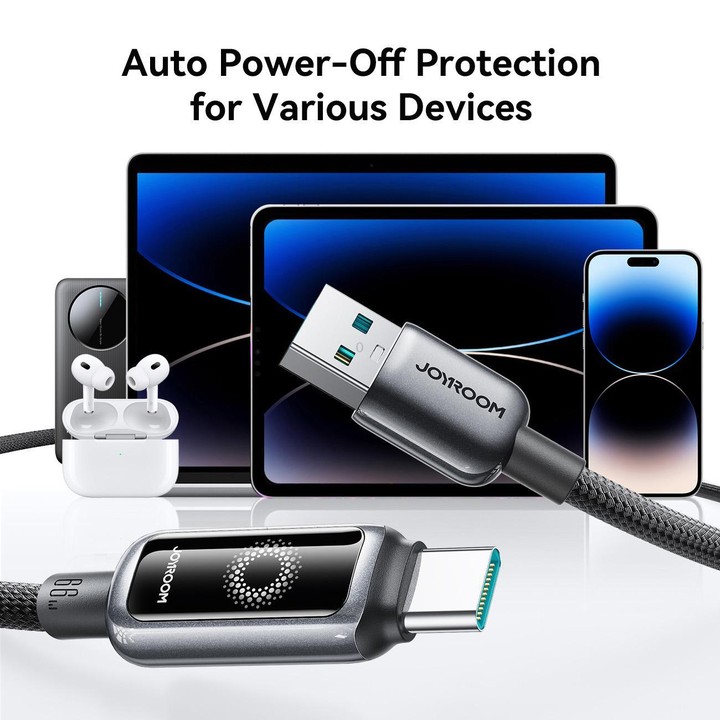 JOYROOM S-A55 StarFlight Series 66W USB to Type-C Auto Power-Off Fast Charging Data Cable, Length:1.2m(Black)
