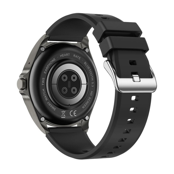 F36 1.46 inch TFT Color Screen 2 in 1 Bluetooth Earphone Smart Watch, Support Bluetooth Call / NFC(Black+Black Silicone)