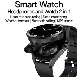 F36 1.46 inch TFT Color Screen 2 in 1 Bluetooth Earphone Smart Watch, Support Bluetooth Call / NFC(Silver+Black Silicone)