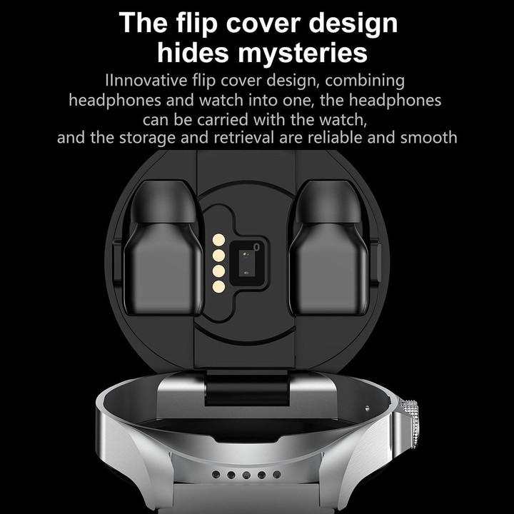 F36 1.46 inch TFT Color Screen 2 in 1 Bluetooth Earphone Smart Watch, Support Bluetooth Call / NFC(Black+Black Leather)