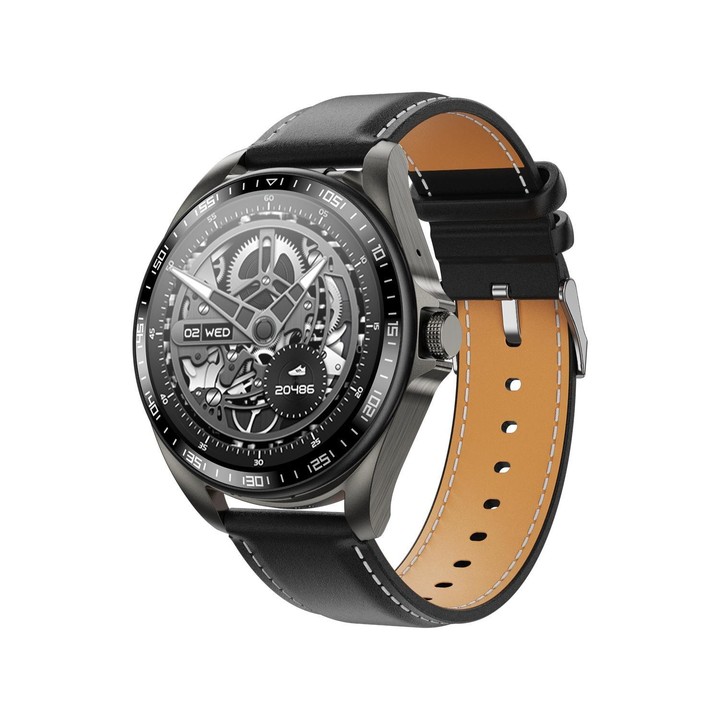 F36 1.46 inch TFT Color Screen 2 in 1 Bluetooth Earphone Smart Watch, Support Bluetooth Call / NFC(Black+Black Leather)