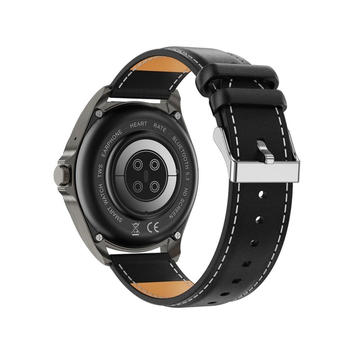 F36 1.46 inch TFT Color Screen 2 in 1 Bluetooth Earphone Smart Watch, Support Bluetooth Call / NFC(Black+Black Leather)