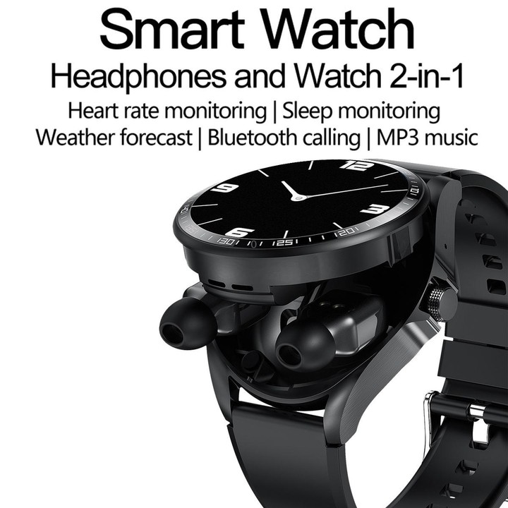 F36 1.46 inch TFT Color Screen 2 in 1 Bluetooth Earphone Smart Watch, Support Bluetooth Call / NFC(Silver+Black Leather)