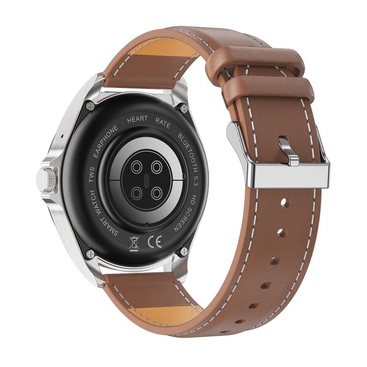 F36 1.46 inch TFT Color Screen 2 in 1 Bluetooth Earphone Smart Watch, Support Bluetooth Call / NFC(Silver+Black Leather)