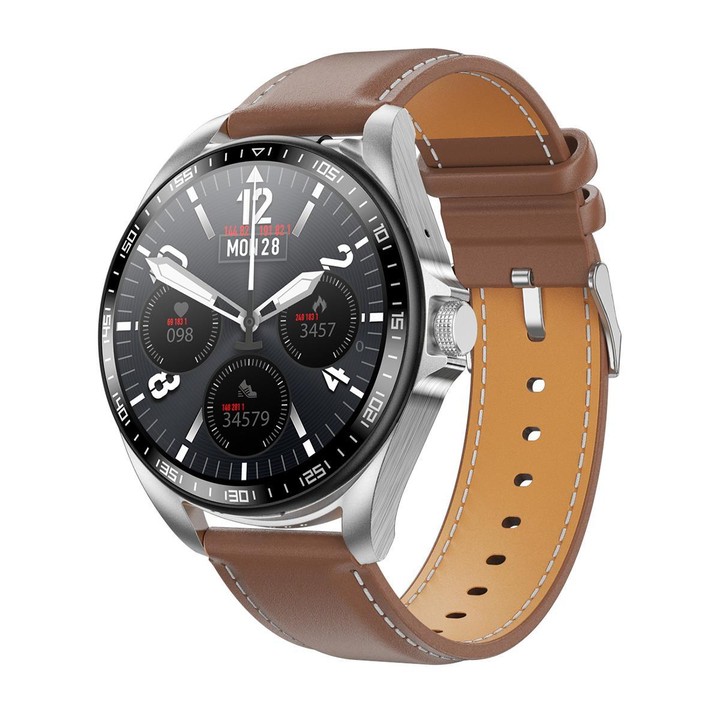 F36 1.46 inch TFT Color Screen 2 in 1 Bluetooth Earphone Smart Watch, Support Bluetooth Call / NFC(Silver+Black Leather)