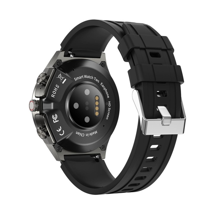 F39 1.43 inch AMOLED Screen 2 in 1 Bluetooth Earphone Smart Watch, Support Bluetooth Call / NFC(Black Silicone)