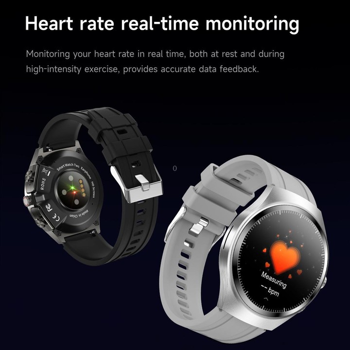 F39 1.43 inch AMOLED Screen 2 in 1 Bluetooth Earphone Smart Watch, Support Bluetooth Call / NFC(Black Silicone)