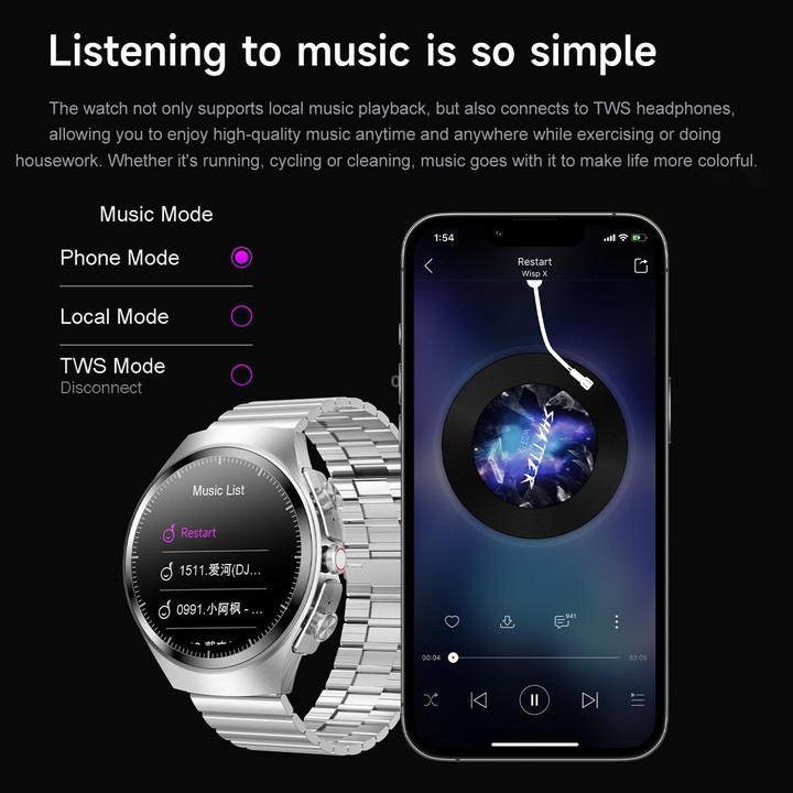F39 1.43 inch AMOLED Screen 2 in 1 Bluetooth Earphone Smart Watch, Support Bluetooth Call / NFC(Grey Silicone)