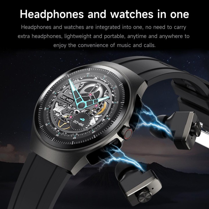 F39 1.43 inch AMOLED Screen 2 in 1 Bluetooth Earphone Smart Watch, Support Bluetooth Call / NFC(Grey Silicone)