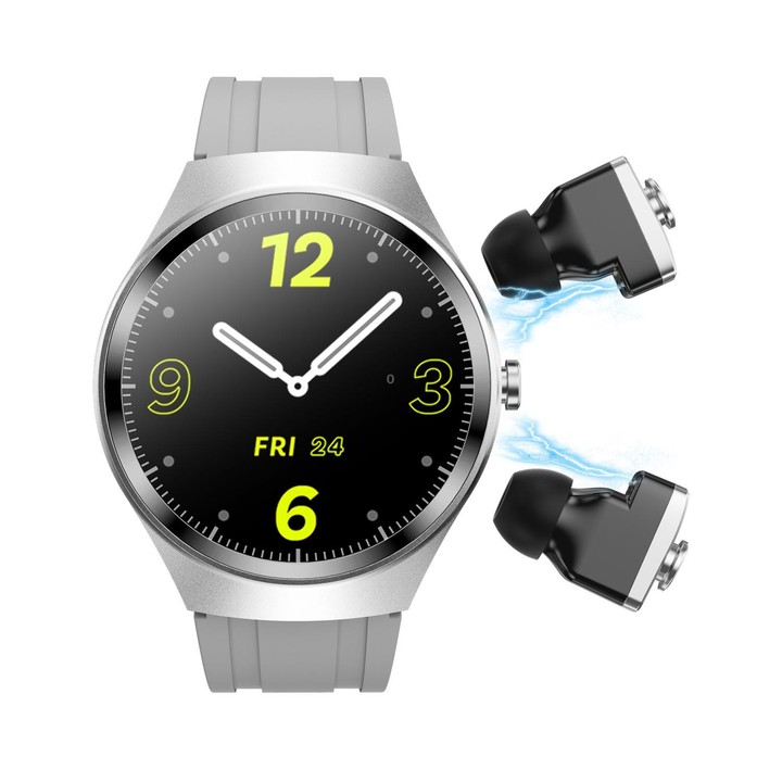 F39 1.43 inch AMOLED Screen 2 in 1 Bluetooth Earphone Smart Watch, Support Bluetooth Call / NFC(Grey Silicone)