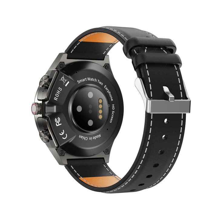 F39 1.43 inch AMOLED Screen 2 in 1 Bluetooth Earphone Smart Watch, Support Bluetooth Call / NFC(Black Leather)