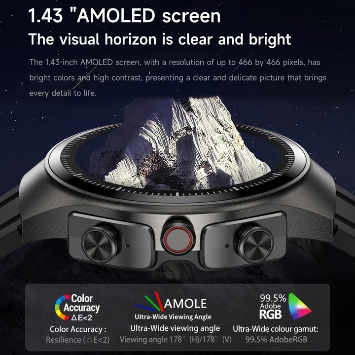 F39 1.43 inch AMOLED Screen 2 in 1 Bluetooth Earphone Smart Watch, Support Bluetooth Call / NFC(Brown Leather)
