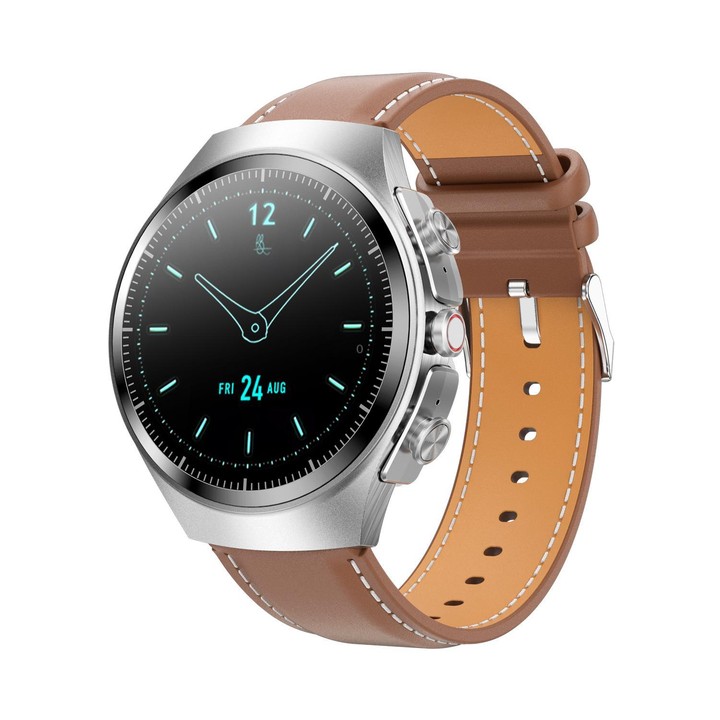 F39 1.43 inch AMOLED Screen 2 in 1 Bluetooth Earphone Smart Watch, Support Bluetooth Call / NFC(Brown Leather)