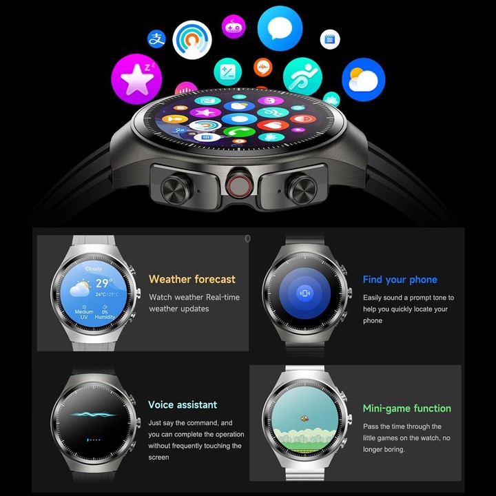 F39 1.43 inch AMOLED Screen 2 in 1 Bluetooth Earphone Smart Watch, Support Bluetooth Call / NFC(Brown Leather)