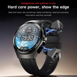 F39 1.43 inch AMOLED Screen 2 in 1 Bluetooth Earphone Smart Watch, Support Bluetooth Call / NFC(Brown Leather)