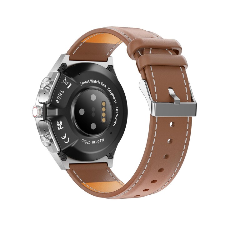 F39 1.43 inch AMOLED Screen 2 in 1 Bluetooth Earphone Smart Watch, Support Bluetooth Call / NFC(Brown Leather)