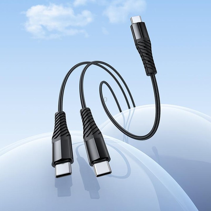 hoco X123 Victory Type-C to Type-C x 2 2 in 1 Charging Cable, Length: 1m(Black)