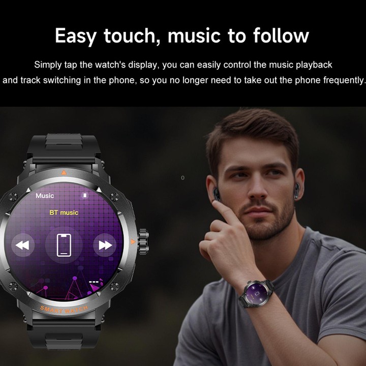 D13 2 in 1 Bluetooth Earphone Smart Call Watch, Support Bluetooth Call / NFC / Health Monitoring, Watchband:Silicone Strap(Black