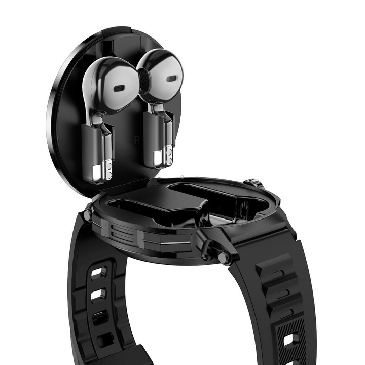 D13 2 in 1 Bluetooth Earphone Smart Call Watch, Support Bluetooth Call / NFC / Health Monitoring, Watchband:Silicone Strap(Black