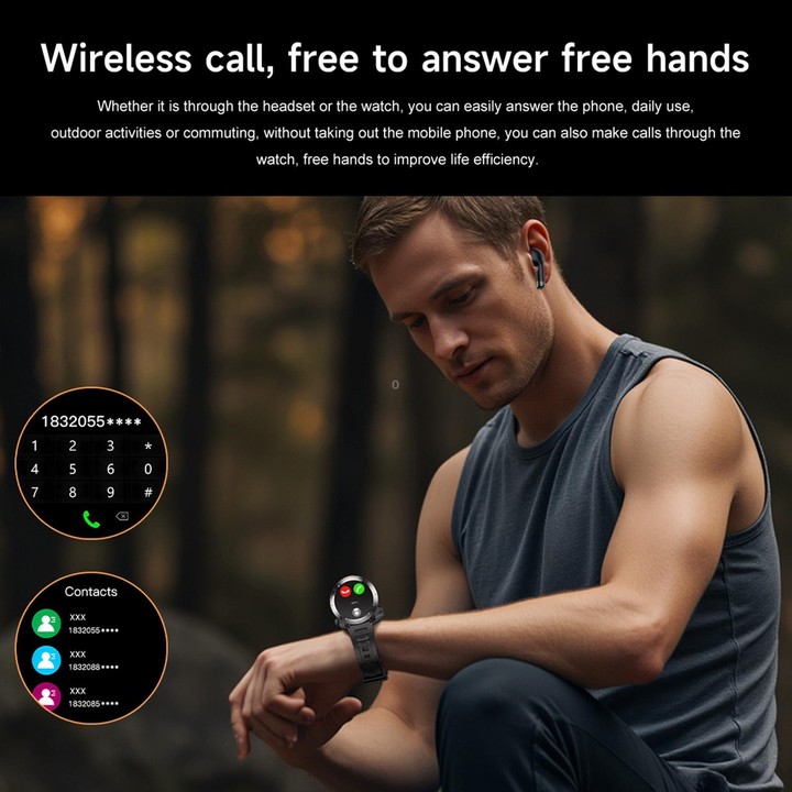 D13 2 in 1 Bluetooth Earphone Smart Call Watch, Support Bluetooth Call / NFC / Health Monitoring, Watchband:Silicone Strap(Black
