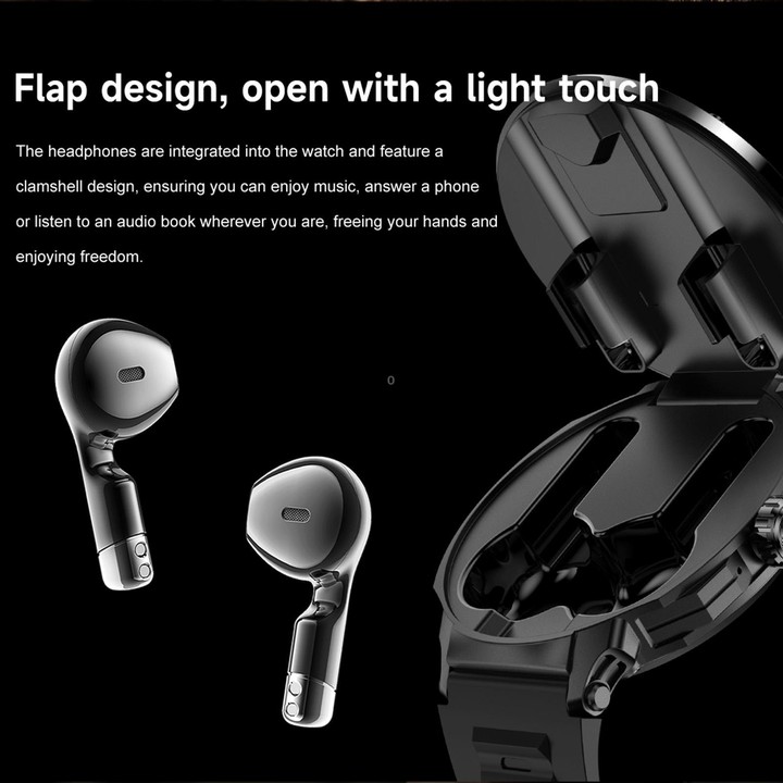 D13 2 in 1 Bluetooth Earphone Smart Call Watch, Support Bluetooth Call / NFC / Health Monitoring, Watchband:Silicone Strap(Black