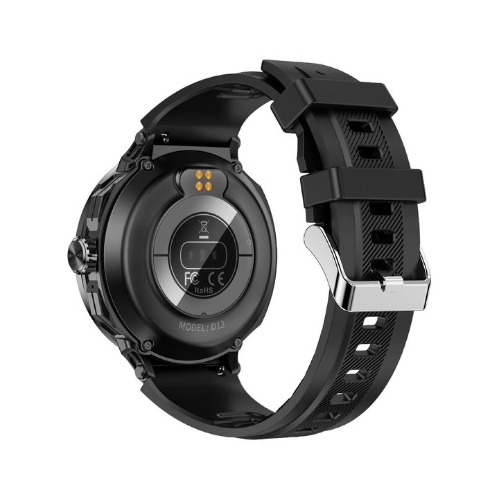 D13 2 in 1 Bluetooth Earphone Smart Call Watch, Support Bluetooth Call / NFC / Health Monitoring, Watchband:Silicone Strap(Black
