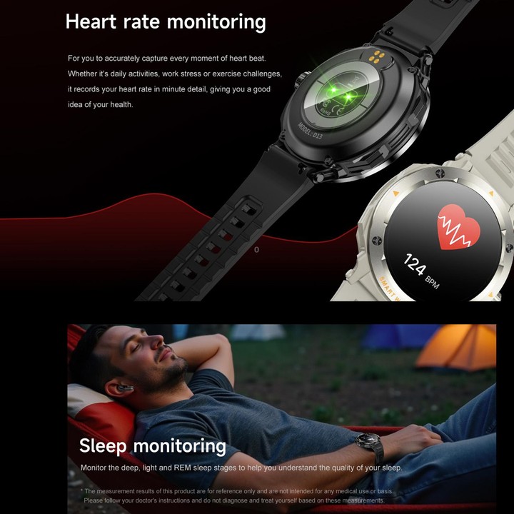 D13 2 in 1 Bluetooth Earphone Smart Call Watch, Support Bluetooth Call / NFC / Health Monitoring, Watchband:Silicone Strap(Black