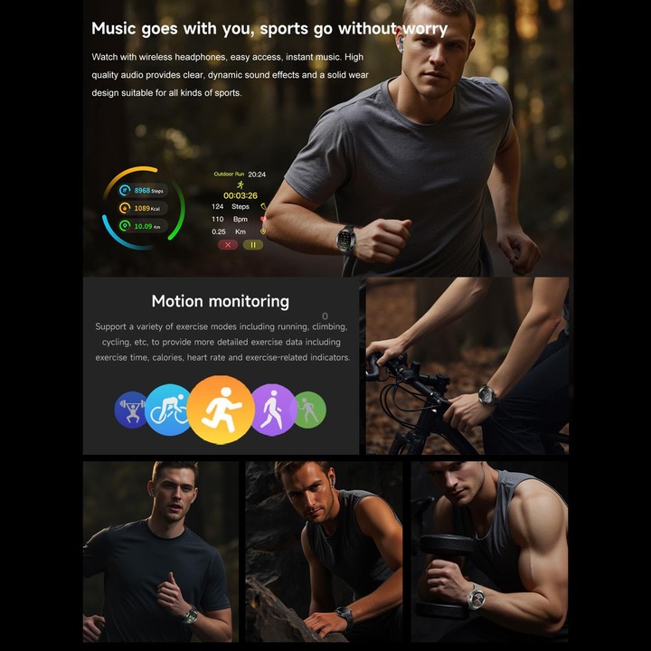 D13 2 in 1 Bluetooth Earphone Smart Call Watch, Support Bluetooth Call / NFC / Health Monitoring, Watchband:Silicone Strap(Black
