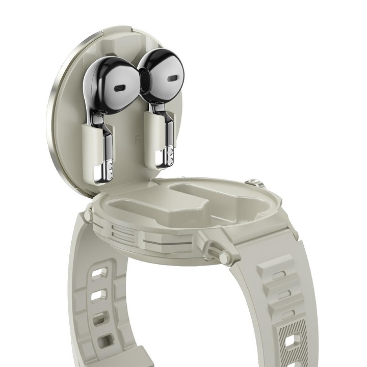 D13 2 in 1 Bluetooth Earphone Smart Call Watch, Support Bluetooth Call / NFC / Health Monitoring, Watchband:Silicone Strap(Apric