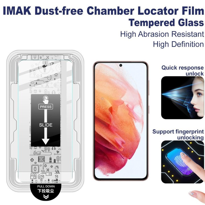 For Samsung Galaxy S21 5G imak Dust-free Chamber Locator H Series Tempered Glass Film