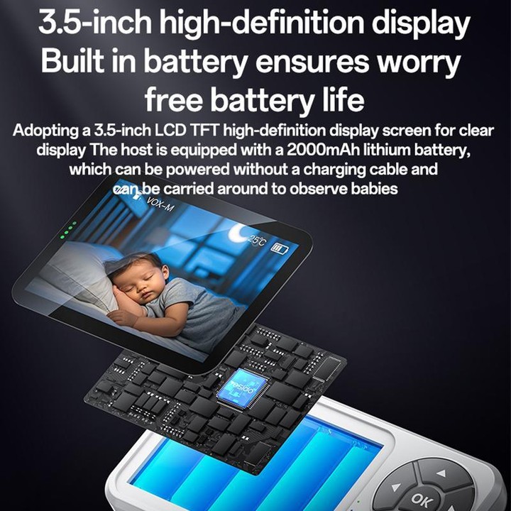 Yesido KM26 3.5 inch TFT screen 2.4G Baby Monitor Care Camera, Plug: UK Plug(White)